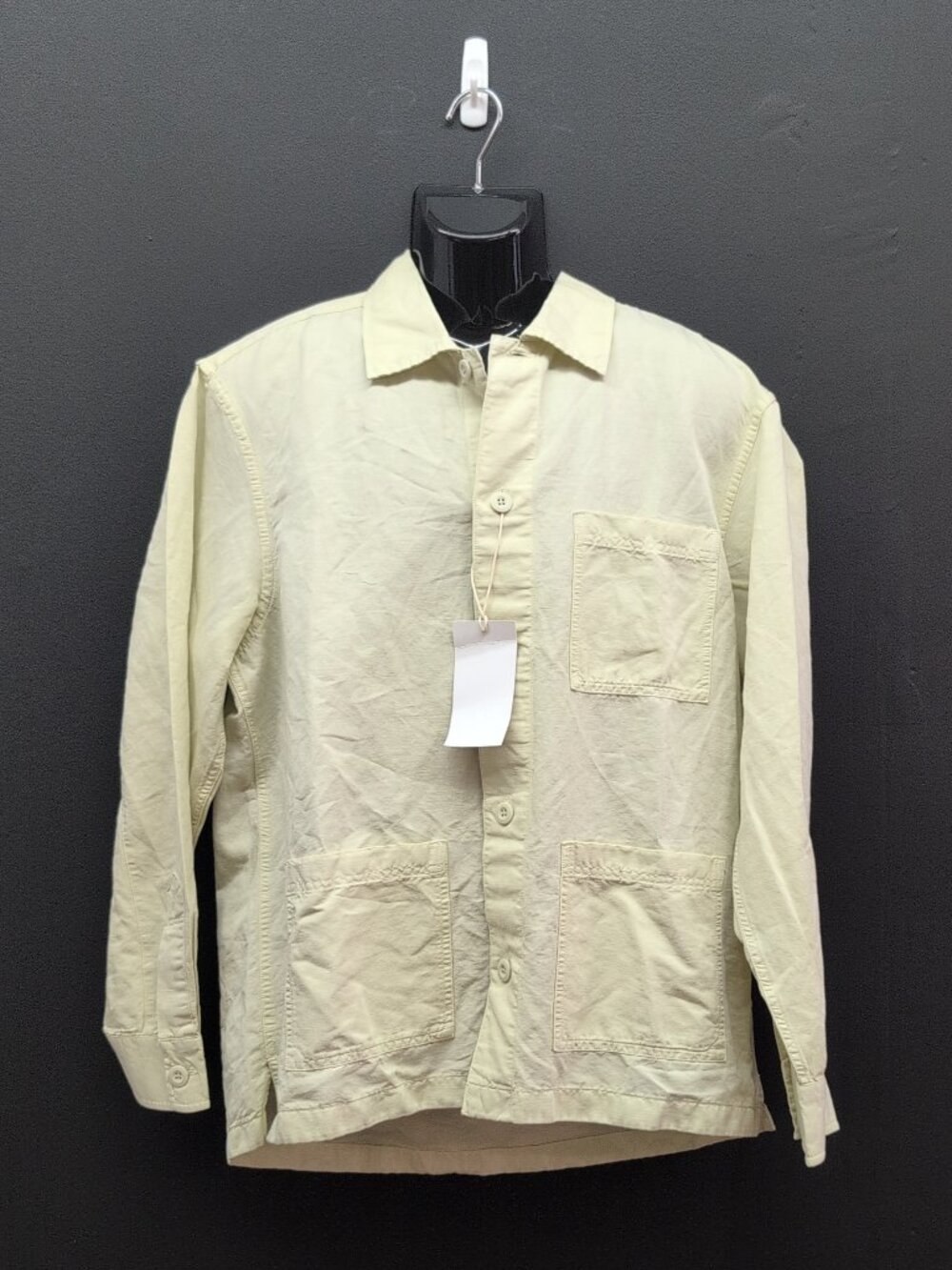 Zara Relaxed Fit Long Sleeve Button Down Mens Overshirt Jacket Large Soft Yellow